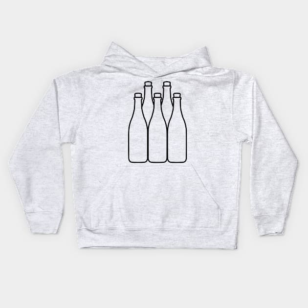 Wine Bottle Set Kids Hoodie by SWON Design